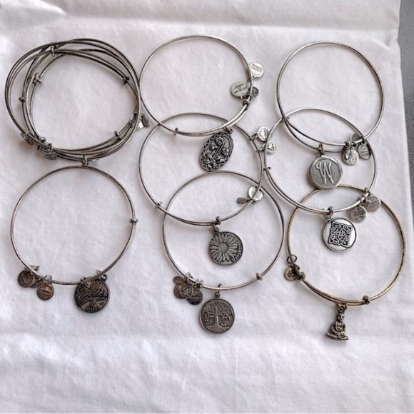 Lot of 7 Alex and Ani Bundle Various Silver and Gold Bracelets with Charms - Picture 1 of 15
